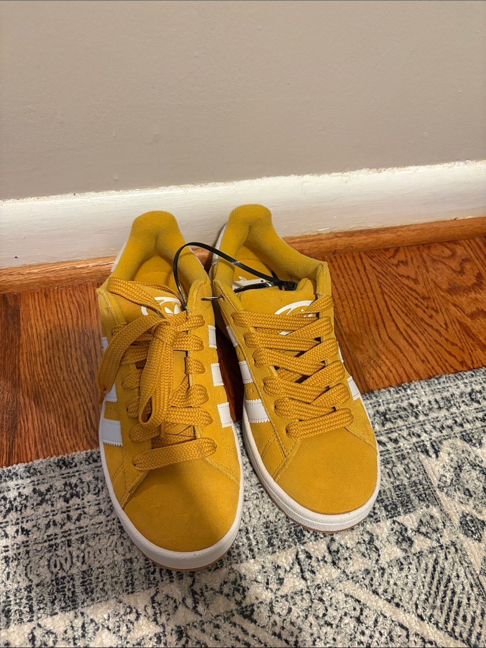 adidas Yellow Suede Low-Top Sneakers with White Stripes
